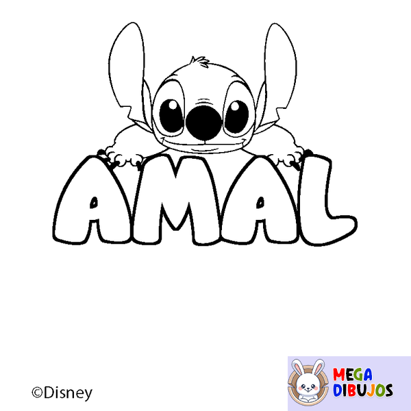 Coloraci&oacute;n del nombre AMAL - decorado Stitch