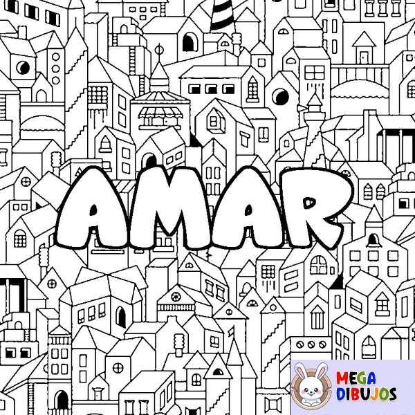 Coloraci&oacute;n del nombre AMAR - decorado ciudad