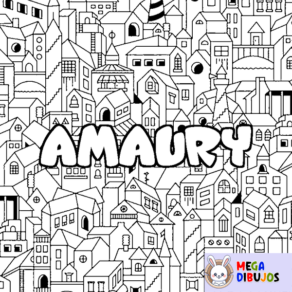 Coloraci&oacute;n del nombre AMAURY - decorado ciudad