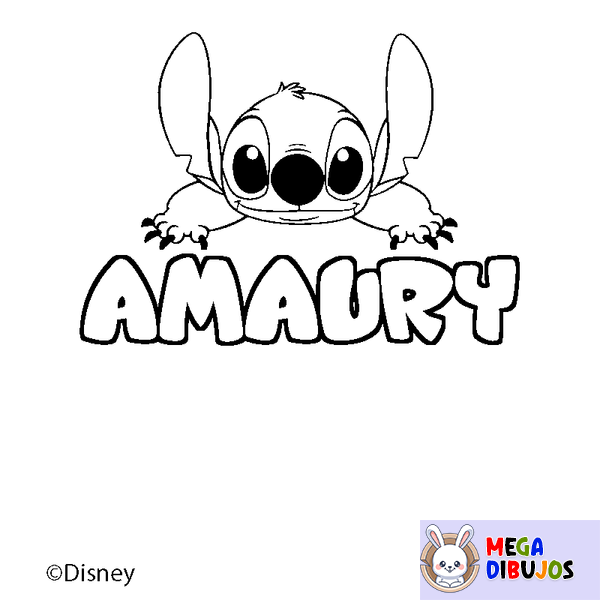 Coloraci&oacute;n del nombre AMAURY - decorado Stitch