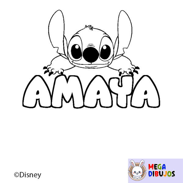 Coloraci&oacute;n del nombre AMAYA - decorado Stitch