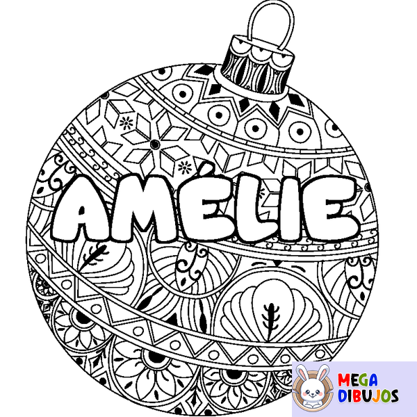 Coloraci&oacute;n del nombre AM&Eacute;LIE - decorado bola de Navidad
