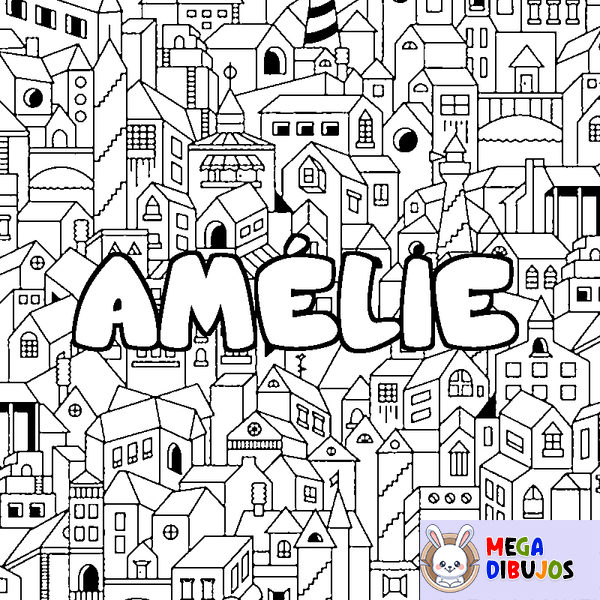 Coloraci&oacute;n del nombre AM&Eacute;LIE - decorado ciudad