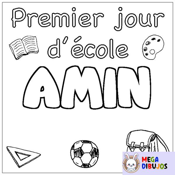 Coloraci&oacute;n del nombre AMIN - decorado primer d&iacute;a de escuela