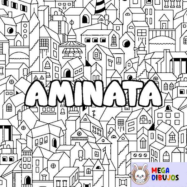 Coloraci&oacute;n del nombre AMINATA - decorado ciudad