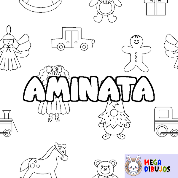 Coloraci&oacute;n del nombre AMINATA - decorado juguetes