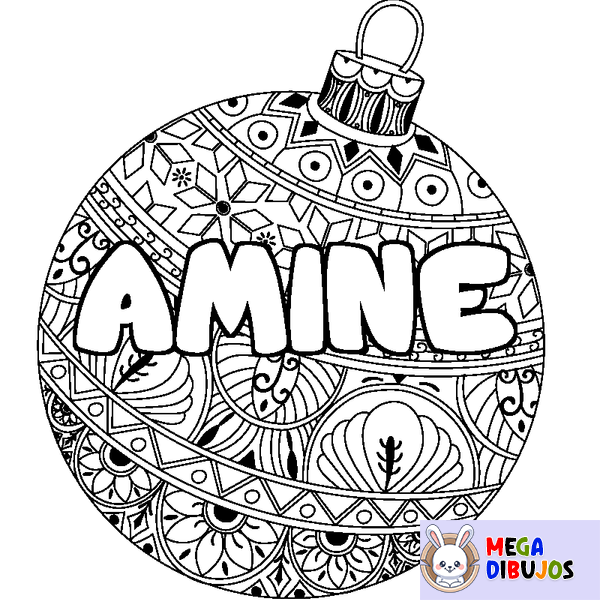 Coloraci&oacute;n del nombre AMINE - decorado bola de Navidad