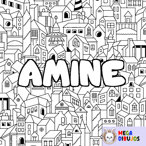 Coloraci&oacute;n del nombre AMINE - decorado ciudad