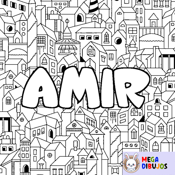 Coloraci&oacute;n del nombre AMIR - decorado ciudad