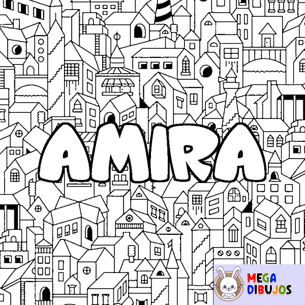 Coloraci&oacute;n del nombre AMIRA - decorado ciudad