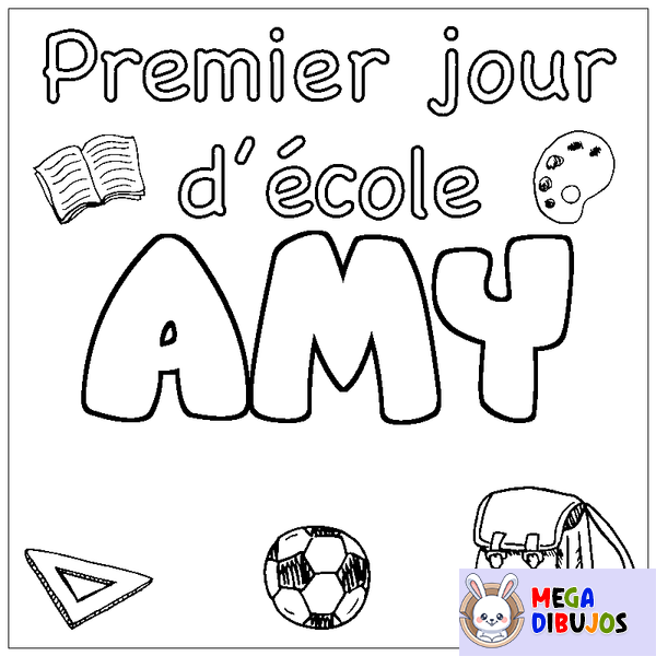 Coloraci&oacute;n del nombre AMY - decorado primer d&iacute;a de escuela