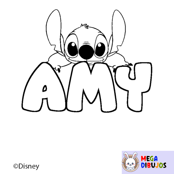 Coloraci&oacute;n del nombre AMY - decorado Stitch