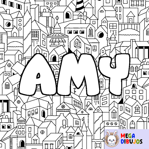 Coloraci&oacute;n del nombre AMY - decorado ciudad