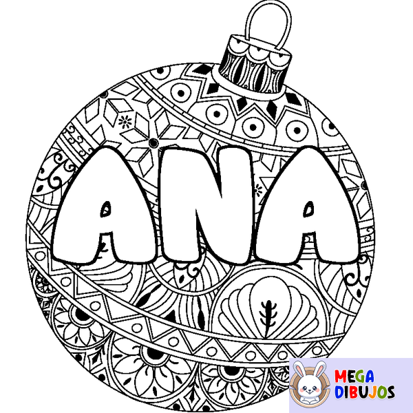 Coloraci&oacute;n del nombre ANA - decorado bola de Navidad