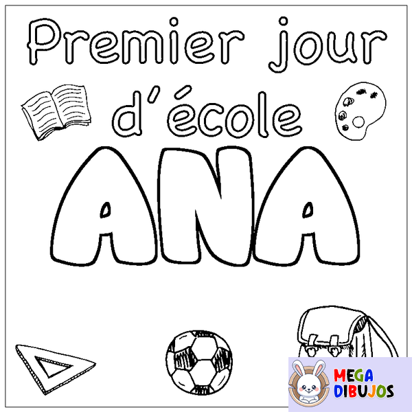 Coloraci&oacute;n del nombre ANA - decorado primer d&iacute;a de escuela