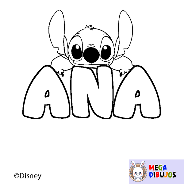Coloraci&oacute;n del nombre ANA - decorado Stitch