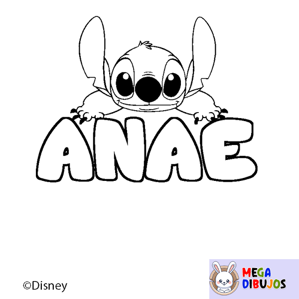 Coloraci&oacute;n del nombre ANAE - decorado Stitch