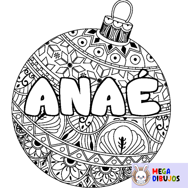 Coloraci&oacute;n del nombre ANA&Eacute; - decorado bola de Navidad