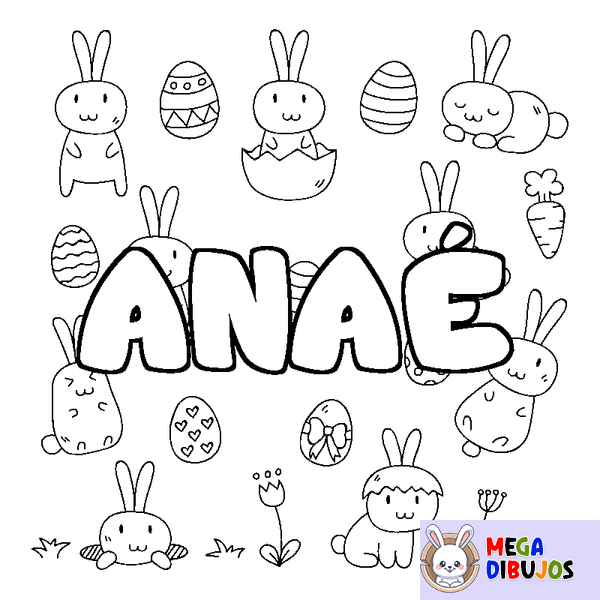 Coloraci&oacute;n del nombre ANA&Eacute; - decorado Pascua