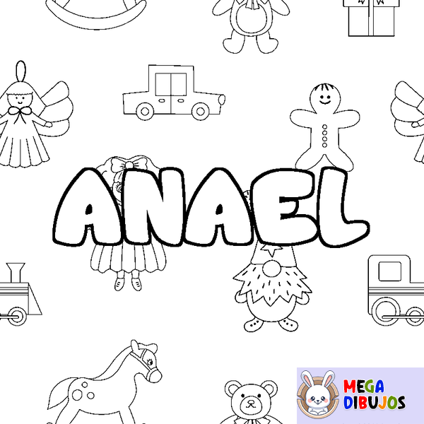 Coloraci&oacute;n del nombre ANAEL - decorado juguetes