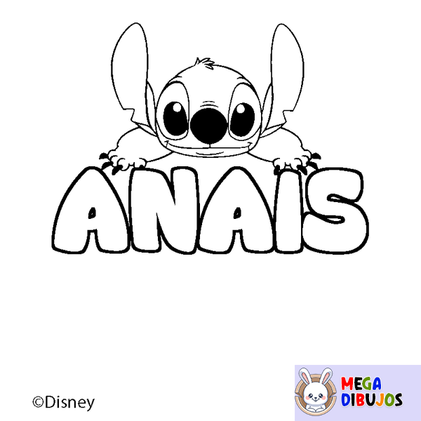 Coloraci&oacute;n del nombre ANAIS - decorado Stitch