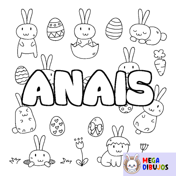 Coloraci&oacute;n del nombre ANAIS - decorado Pascua