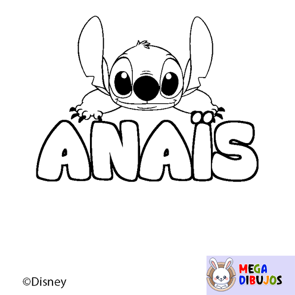 Coloraci&oacute;n del nombre ANA&Iuml;S - decorado Stitch