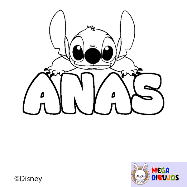Coloraci&oacute;n del nombre ANAS - decorado Stitch