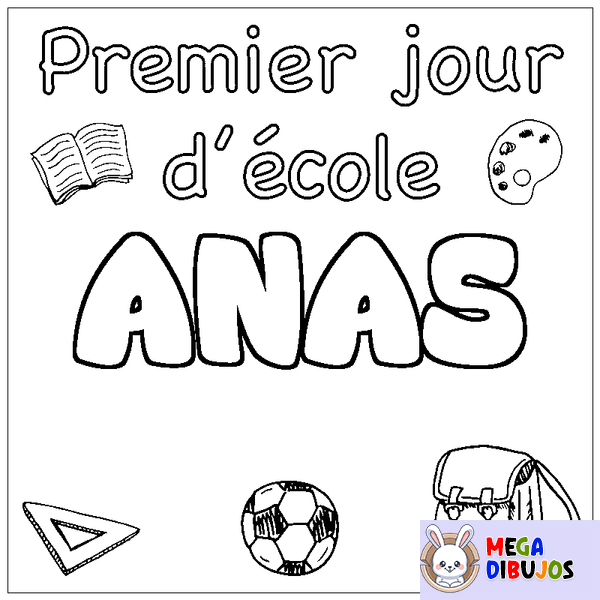 Coloraci&oacute;n del nombre ANAS - decorado primer d&iacute;a de escuela