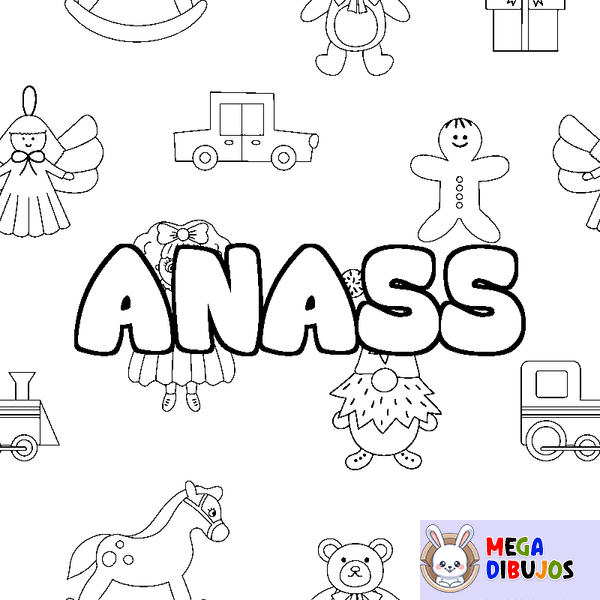 Coloraci&oacute;n del nombre ANASS - decorado juguetes