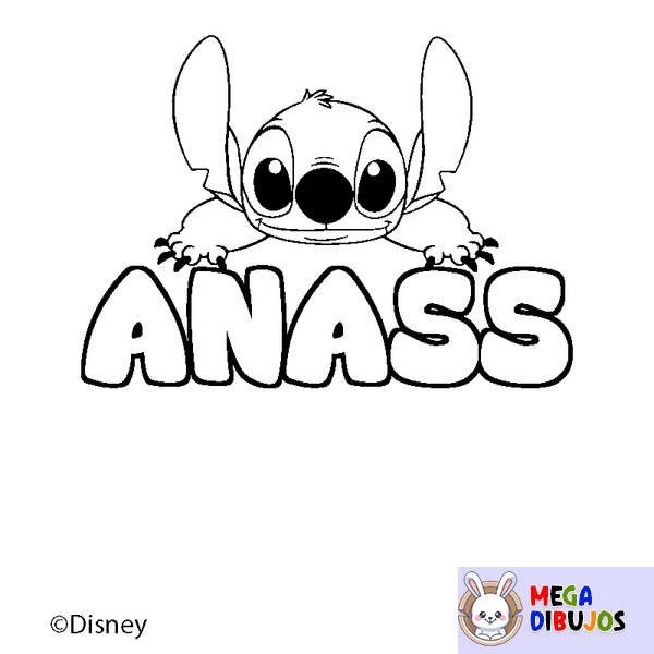 Coloraci&oacute;n del nombre ANASS - decorado Stitch