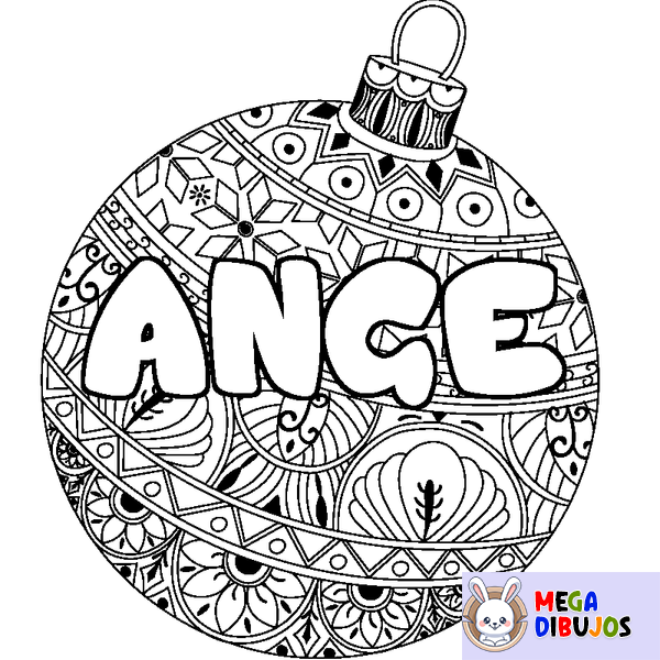 Coloraci&oacute;n del nombre ANGE - decorado bola de Navidad