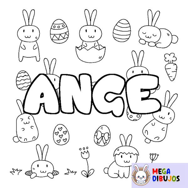 Coloraci&oacute;n del nombre ANGE - decorado Pascua