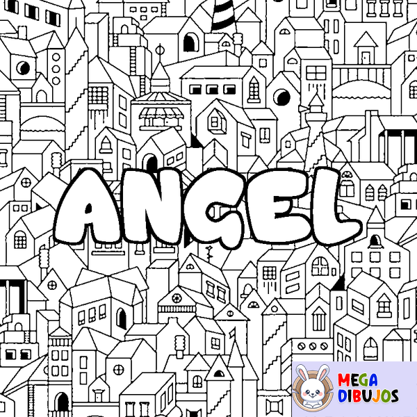 Coloraci&oacute;n del nombre ANGEL - decorado ciudad