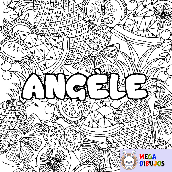 Coloraci&oacute;n del nombre ANG&Egrave;LE - decorado mandala de frutas