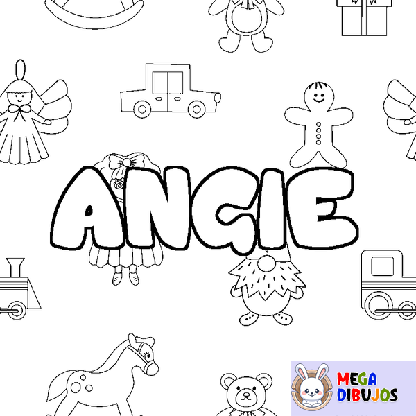 Coloraci&oacute;n del nombre ANGIE - decorado juguetes