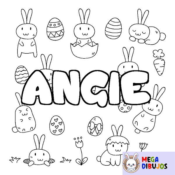 Coloraci&oacute;n del nombre ANGIE - decorado Pascua