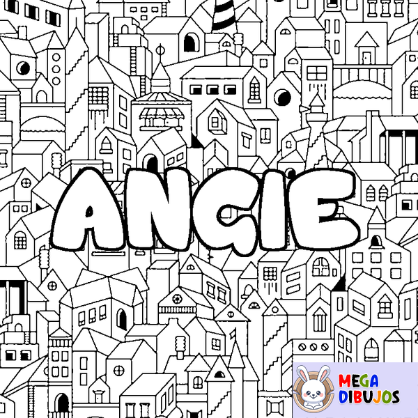 Coloraci&oacute;n del nombre ANGIE - decorado ciudad
