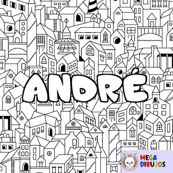 Coloraci&oacute;n del nombre ANDR&Eacute; - decorado ciudad