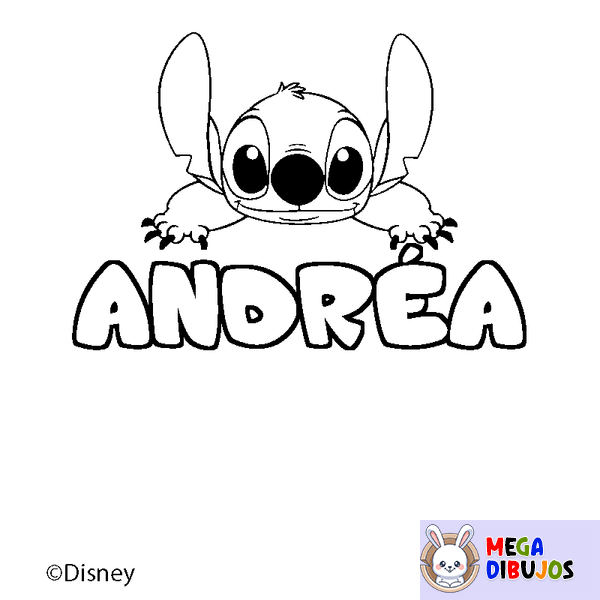 Coloraci&oacute;n del nombre ANDR&Eacute;A - decorado Stitch