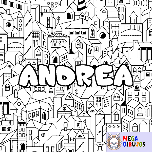 Coloraci&oacute;n del nombre ANDREA - decorado ciudad