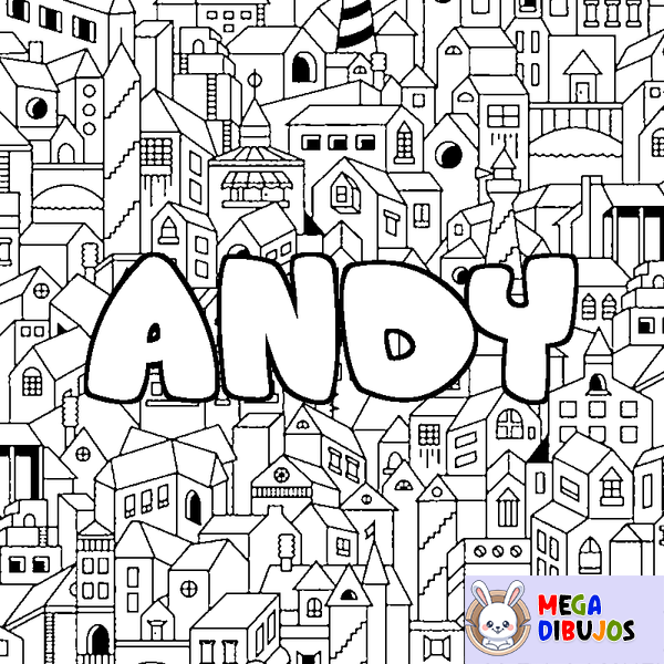 Coloraci&oacute;n del nombre ANDY - decorado ciudad