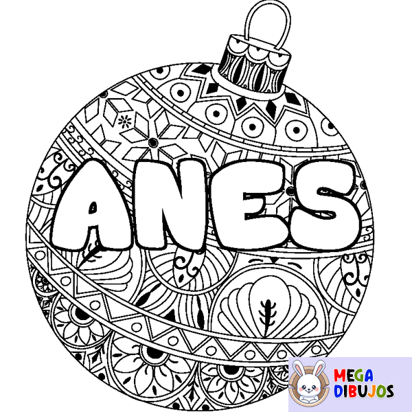 Coloraci&oacute;n del nombre ANES - decorado bola de Navidad