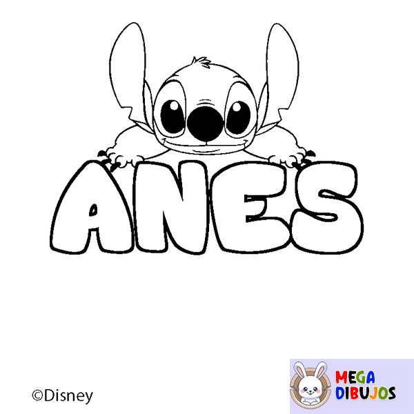 Coloraci&oacute;n del nombre ANES - decorado Stitch