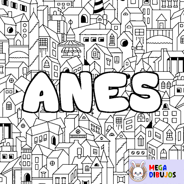 Coloraci&oacute;n del nombre ANES - decorado ciudad