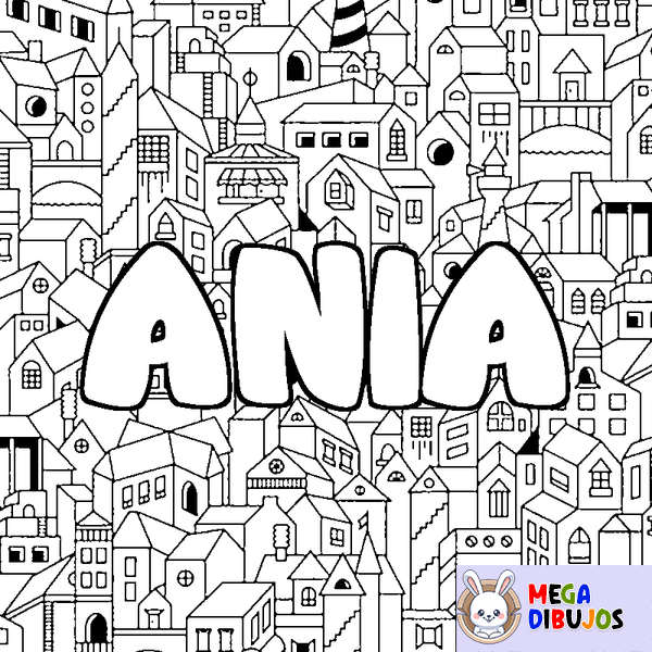Coloraci&oacute;n del nombre ANIA - decorado ciudad