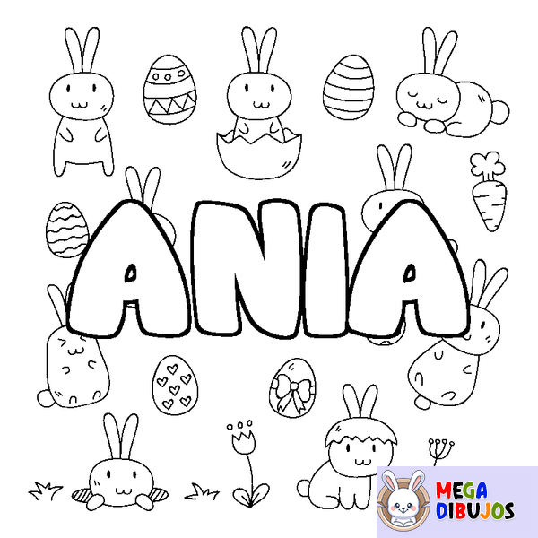 Coloraci&oacute;n del nombre ANIA - decorado Pascua