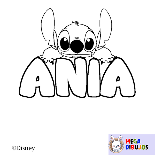 Coloraci&oacute;n del nombre ANIA - decorado Stitch