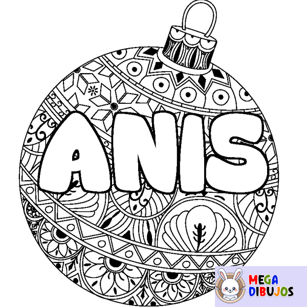 Coloraci&oacute;n del nombre ANIS - decorado bola de Navidad