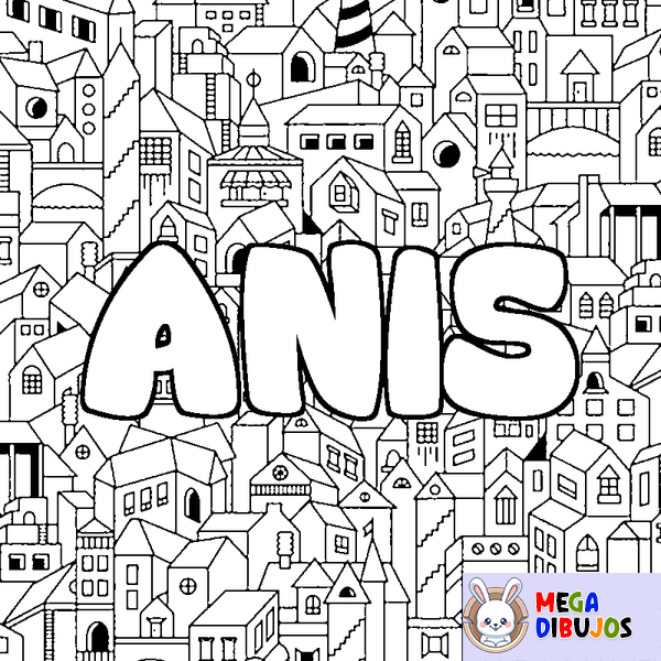Coloraci&oacute;n del nombre ANIS - decorado ciudad